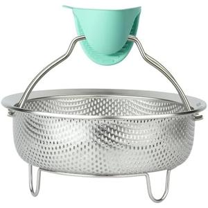 ICEICE Stainless Steel Steamer Basket - Vegetable & Dumpling Steamer Insert for Pots, Instant Pot Accessories with Handles & Feet, Multi-Purpose Mesh Strainer for Cooking, Fruits (Silvery, Large)