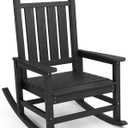 SEWALL HDPE Rocking Chair, Oversized Outdoor Rocking Chair for Adults, Patio Rocking Chairs for Porch, Black (1 pack-oversized)