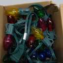 Christmas Lights 25FT, C7 Vintage Christmas String Lights with 27 Clear Multicolor Ceramic Bulbs, Hanging Outdoor & Indoor String Lights for Christmas Decor (Green Wire) (Multicolor)