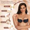 Invisible Sticky Bra Strapless Adhesive Bras Silicone Stick on Push Up Seamless Reusable Backless Bra for Women 2pack