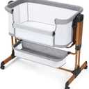 Ezebaby 3-in-1 Baby Bassinet, Rocking Baby Bassinets Bedside Sleeper, Adjustable Portable Crib for Newborn Infant with Wheels Storage Basket and Mesh Sides (Mid Gray)