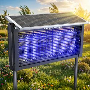 Solar Bug Zapper Outdoor, 30W Solar Powered Mosquito Trap, 4500V Fly Trap & Mosquito Killer, 6600mAh Battery, IPX5 Waterproof, Covers Up to 4000 Sq.Ft for Patio, Backyard, Garden