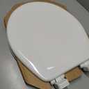 Mayfair Linden Slow Close Toilet Seat, Non Slip Heavy Duty Wood, Easy Install, Round, White