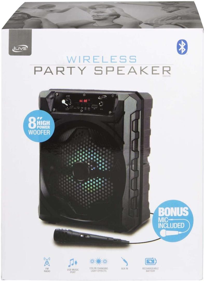 iLive 8-inch Full Range Driver Portable Tailgate Party Speaker, ISB200B