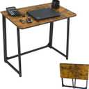 31.5" Folding Desk for Small Spaces, Foldable Computer Table for Home Office, Study,Bedroom,Dorm,Craft, Space Saving,Small Writing Work Office Compact Computer Desk,Easy Assembly,Rustic Brown, Small Size:31.5 x 17.91