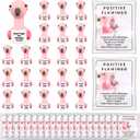 Gejoy 25 Sets Positive Mini Figurines Gifts Miniature Emotional Mini Rubber Toy with Positive Card Gift Bags Inspirational Birthday Gifts for Coworkers Employees (Flamingo)