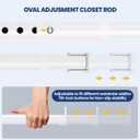 Mavivegue Oval Closet Rod, Closet Rods for Hanging Clothes, Adjustable Closet Rod Expandable 17 to 40 Inches, Wardrobe Closet Organizer for Laundry Room, RV, Closet Storage (white)