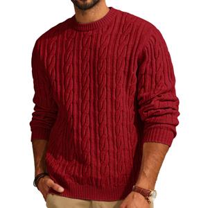 PJ PAUL JONES Mens Sweater Crewneck Cable Knit Pullover Sweater Casual Twist Textured Sweaters, XL