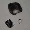 REECHO Clip-In Toppers, 6 Inch for Thin Hair, Real Human Hair with Bangs - Grey/Black Mixed
