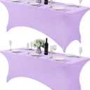 2Pack Spandex Table Cover for 6Ft Table Universal Fitted Stretch Tablecloth for Party, Banquet, Wedding and Events-Lavender