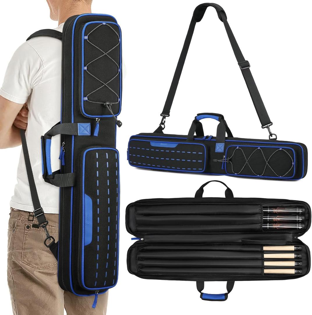 BOSSTIN Pool Cue Case, 3x4 / 5x5 Pool Stick Billiard Cue Accessories Soft Padded Bag Case
