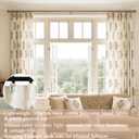 French Country Floral Linen Curtains for Living Room Dining Room, 84 Inch Neutral Farmhouse Pinch Pleated Drapes, Light Filtering Sheer Block Print Vintage Botanical Patterned Curtain for Bedroom