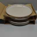 Amazon Basics Glazed Stoneware Dinner Plates, Ceramic 4-Piece Set, Microwave and Dishwasher-Safe, 10.5 in., Linen Gray