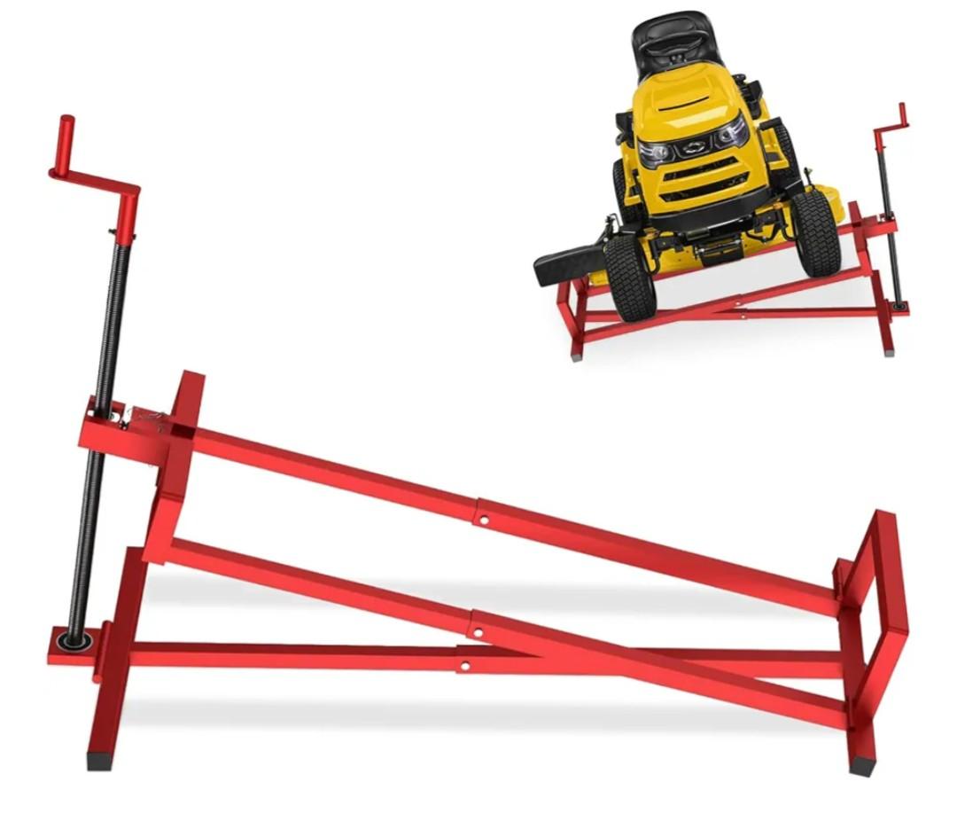 Lawn Mower Lift Jack with Hand Crank and Power Extension Handle, Red
880 lbs Capacity Lifting Jack for Garden Tractors, Riding Lawn Mower Maintenance Lift, Telescopic Maintenance Jack