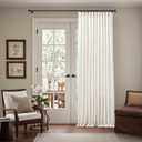 Extra Wide Pinch Pleat Linen Curtains 108 Inches Long 2 Panels for Living Room Sliding Patio Door 70 Inch Wide Boho Semi Sheer Floor to Ceiling Curtain Cream Ivory Pleated Drape 70x108 Large Window