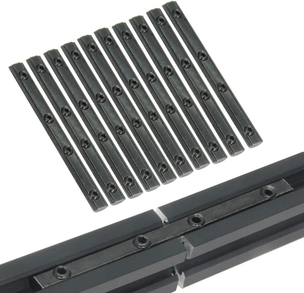 10PCS Black Straight Line Inside Connector Joint Bracket Length 3.9 Inch with M5 Screws for 6mm T Slot Aluminum Extrusion Profile 2020 Series