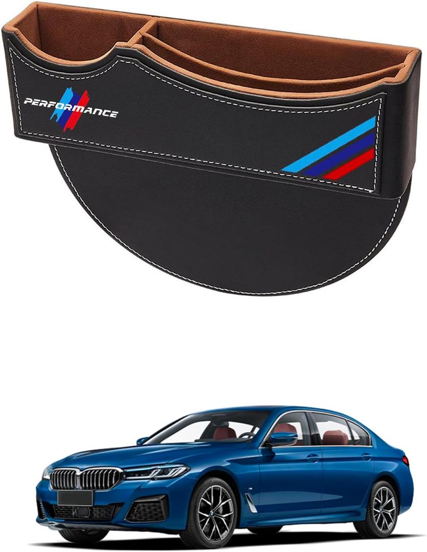 Car Seat Gap Filler Organizer Storage Box Console Pocket Seat Catcher Crevice Car Essentials for BMW SUV Truck Interior Accessories, 1 Pack