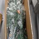Pre-Lit Christmas Tree 6ft Snow Flocked, Artificial Spruce, 350 Clear Lights, Feel Real Hinged Xmas Trees