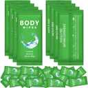 Treela 300 Pcs Large Body Wipes Bulk Deodorant Travel Size for Homeless Care Package Supplies Individually Wrapped Adults Bathing No Rinse Wet Wipes Men Women Hygiene Items(7.09" X 9.84",Green)
