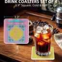 CHONNFEASTT 4PCS Mahjong Coasters for Drinks: Diatomite Cool Table Drink Unique Coasters - Mah Jongg Gifts and Accessories for Game Night, Mah Jong Club Birthday Party, Home Bar, Office (Chinoiserie)