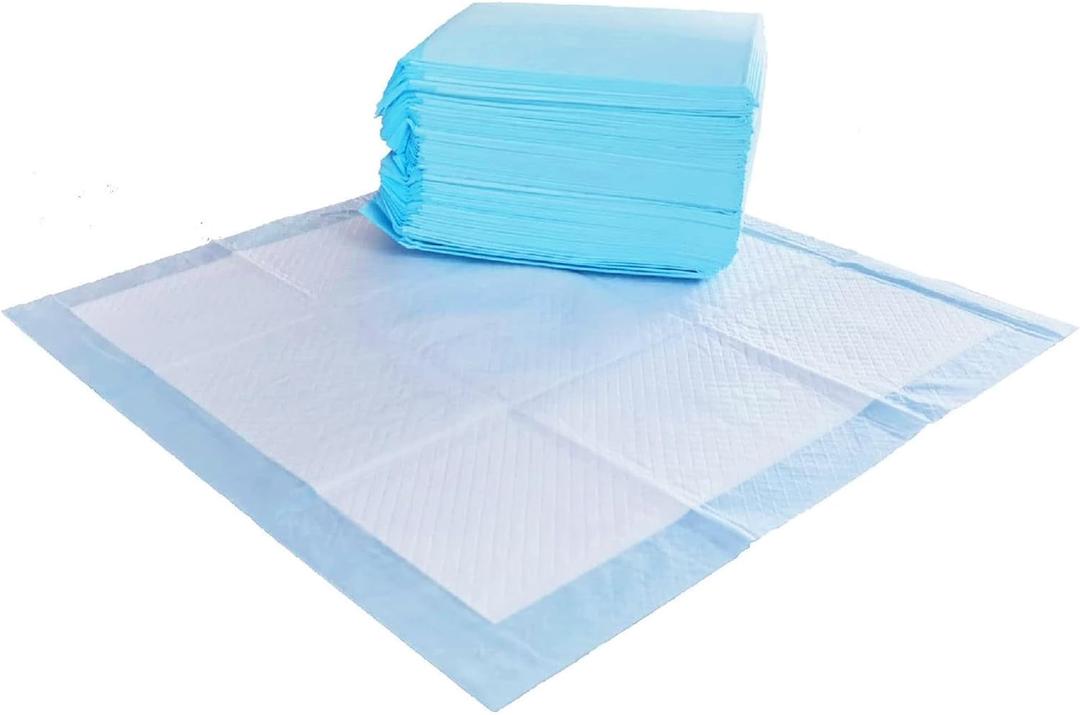 Amazon Basics Absorbent, Disposable, Quick Dry Puppy Pads with 5-Layer Leak-Proof Design, Odor Control, and Scented Surface for Potty Training, Regular, 22 x 22 Inch, Pack of 50, Blue & White