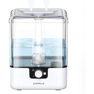 CHIVALZ Humidifiers for Bedroom, 6L Cool Mist Humidifiers for Baby Nursery, 26dB Quiet, 50H Runtime, Top Fill Humidifier for Large Room, Home, Plants, Nightlight, Oil Diffuser 1 Pack White