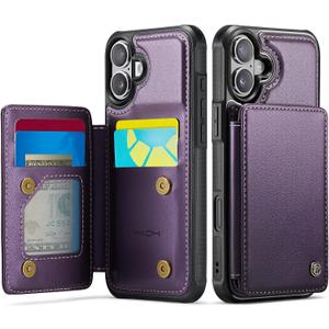 Vinich for iPhone 16 Wallet Case with Card Holder, RFID Blocking Credit Slots Kickstand Shockproof Phone Cover Fit for iPhone 16 6.1" Purple