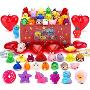 28 Pack Mochi Squishy Toys, Party Favors for Kids Ages 4-8-12, Mini Fidget Toys for Classroom, Birthday, Valentines Day, Easter, Treasure Box Prizes, Goodie Bag Stuffers