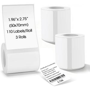 Thermal Labels for M110/M100/M220/M250,1.96x2.75(50x70mm) | Waterproof Sticker Paper Shipping Address Labeling Replacement with Self-Adhesive,110 Labels/Roll 3 Rolls White