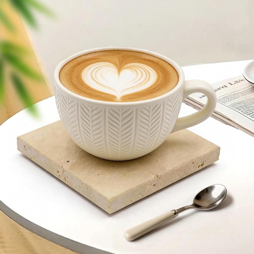 Natural Marble Coasters, Square Costers, Luxury Aesthetic Modern Decor for Coffee Table Bar Kitchen Home, Travertine Marble, Real Natural Semi Absorbent Stone Coasters (4")