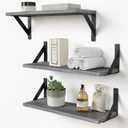 Forbena Grey Floating Shelves for Wall Decor Set of 3, Floating Book Shelves for Bedroom Living Room Classroom Library Office, Wall Mounted Shelf for Kids Room Christmas Decor (Rustic Gray)