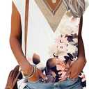 Cap Sleeve Summer Tops for Women Trendy Floral Print Casual V Neck T Shirts Petal Sleeve Blouses (White, M)