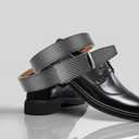 Men's Belts Leather Ratchet Dress Belts for Men Adjustable Belt for Casual Jeans (Beveled Carbon Black Buckle - Black)