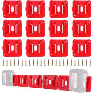 12 Pack Battery Holder for Milwaukee M18 18V Battery Mounts Dock Holder Fit for M18 48-11-1815 48-11-1828 48-11-1850 48-11-1860 (w/24 Screws, No Battery)