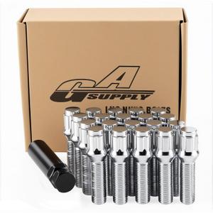 GAsupply M14x1.5 Lug Bolts 40mm Shank Fit for BMW x3 x5 Land Rover Range Rover, Chrome 14x1.5 Spline Lug Bolt Aftermarket Wheel Cone Seat (NOT OEM), 20pcs+1 Stock Stud Key
