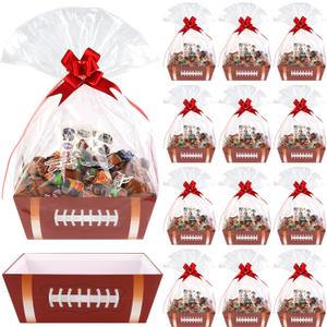 Kolewo4ever 36 Pieces 12 Pack Football Baskets for Gifts Empty Football Senior Night Baskets 8x10inch Gift Basket Kit for Gifts Empty to Fill for Sport Party Holiday Gift Packaging