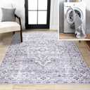 JONATHAN Y Machine Washable Gray/Purple Indoor Area Rug 4X6 ft, Didim Boho Medallion for Living Room, Bedroom, Kitchen, Office, Easy-Cleaning, High Traffic, Pet-Friendly, Non-Shedding (WSH102A-4)
