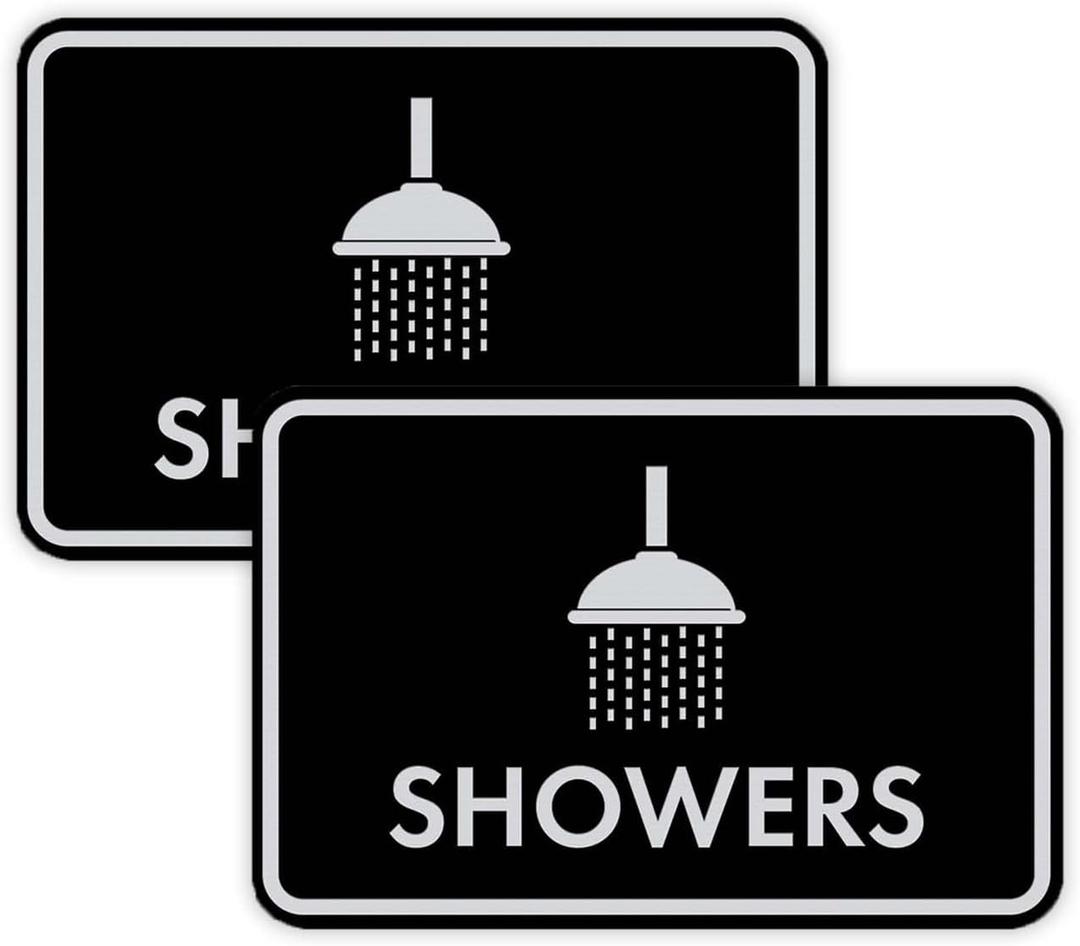 Classic Framed Showers Sign (Black/Silver) - Small 2 Pack