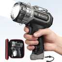 FORTO Compact Rechargeable Spotlight with Adjustable Focus, Handheld Spot Light with Stand, 823m Range, 3 Light Modes and LED Spot Lights Outdoor for Boating Hunting Camping Hiking
