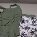 Tankini Swimsuits with Shorts - Two Piece Swimsuits Tummy Control Bathing Suits with Pockets (Medium, Green Palm Tree)