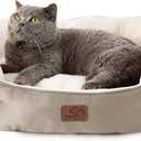 Bedsure Dog Beds for Small Dogs - Round Medium Cat Beds for Indoor Cats, Washable Pet Bed for Puppy and Kitten with Slip-Resistant Bottom, 25 Inches, Taupe