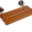 OasisSpace 20" Teak Folding Shower Seat Bench, Medical Wall Mounted Fold Down Shower Seat, 400 lbs Capacity, Teak Shower Bench for Inside Shower Foldable Bathroom Stool Seating Chair
