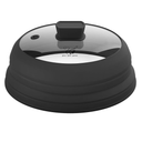 Microwave Splatter Cover Glass Guard Lid with Collapsible Silicone for Food Pot Plate 9.8 inch Black