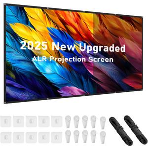 AAJK ALR Projector Screen, 4K Movie Projector Screen 16:9 HD Foldable Anti-Crease Portable Projector, Movies Screen for Home Theater Outdoor Indoor Support Double Sided Projection (120in Pro)
