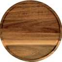 2 x PINXIURY 11.8 Inch Round Wooden Decorative Serving Tray for Coffee Table and Home Decor, Round Wood Tray for Table Centerpiece, Small Candle Tray, Acacia, Appetizer Charcuterie Board