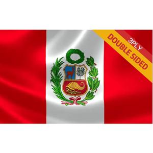 Double Sided 3ply Peru Flag 4X6FT with Inner Layer- Vivid Color, All Weather, Double Stitched Peruvian National Flags,Polyester Flags with Sturdy Brass Ring. (3ply 4x6)