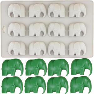 12 Cavities Elephant Silicone Chocolate Molds For Chocolate Cookie Baking