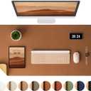 Aothia Double-Sided Desk Pad, Leather Desk Mat, Eco Cork Desk Pad Protector, Large Mouse Pad, Waterproof Desk Blotter Protector for Office/Home (25.6"x13.7", Brown)