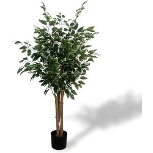 XBrand 47.2-Inches Two-Tone Variegated Artificial Ficus Tree in Pot for Indoor Outdoor Home Office Store, Great Housewarming Gift