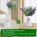 Artificial Flower 3-in-1 Set Hollow Vase with 4 Faux Lavenders 14oz Nano Mineral Crystal Beads Odor Absorber & Decorative Floral Arrangements for Indoor Bedroom Washroom, Purple White
